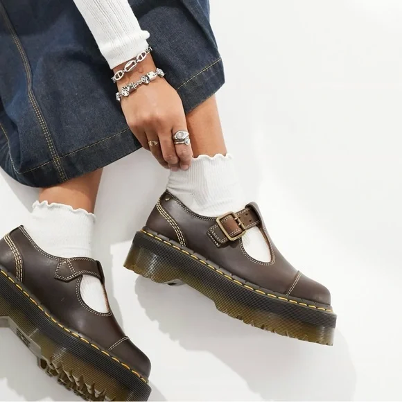 Dr Martens Bethan Mary Jane Arc Crazy Horse Brown Leather size 11 NEW Platform - Picture 3 of 5